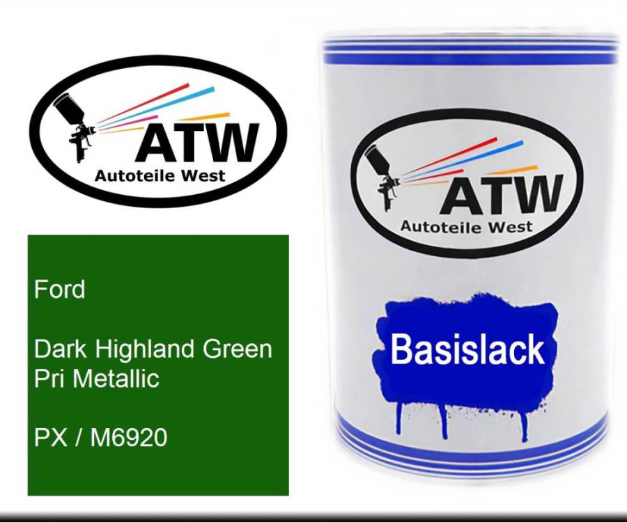 Ford, Dark Highland Green Pri Metallic, PX / M6920: 500ml Lackdose, von ATW Autoteile West.